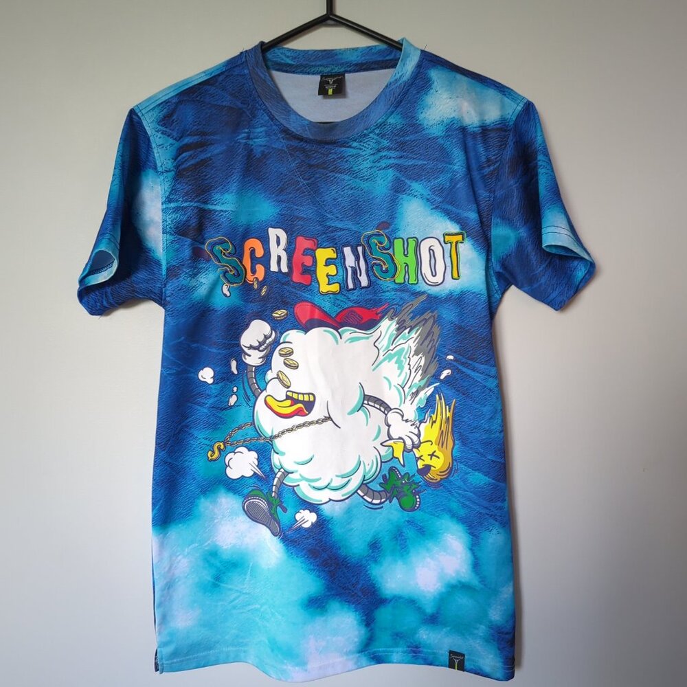 Screenshot Brand Men's Tee Size M tie-dye pattern throwing coins